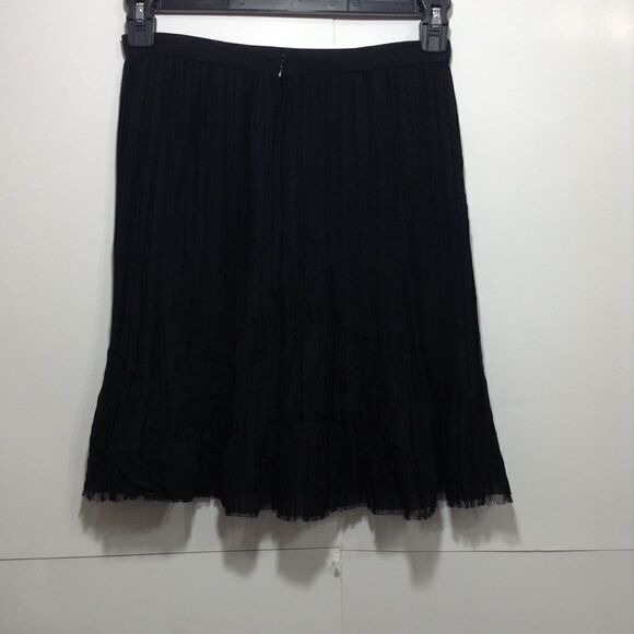 J. Mendel Paris Black Mini Skirt 100% Silk Pleated Fringe Hem Skirt Size Small - Picture 8 of 8